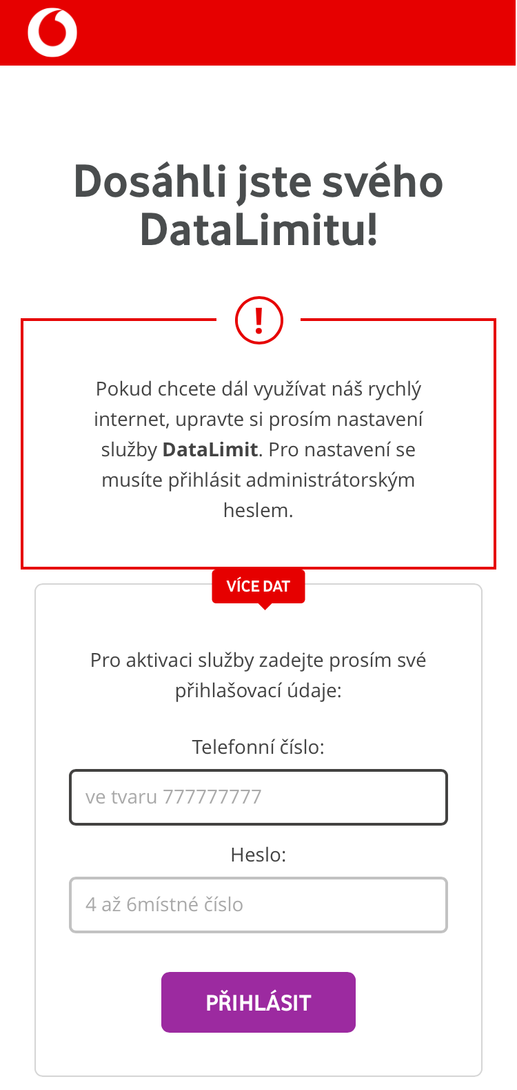 Jak aktivovat datovy balicek Vodafone?